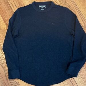 American Eagle Outfitters Men's Dark Blue thermal Long Sleeve Tee medium